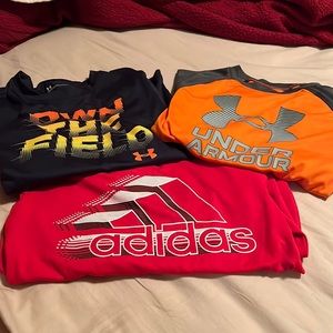 Three size 6 long sleeve boys shirts under armour and adidas